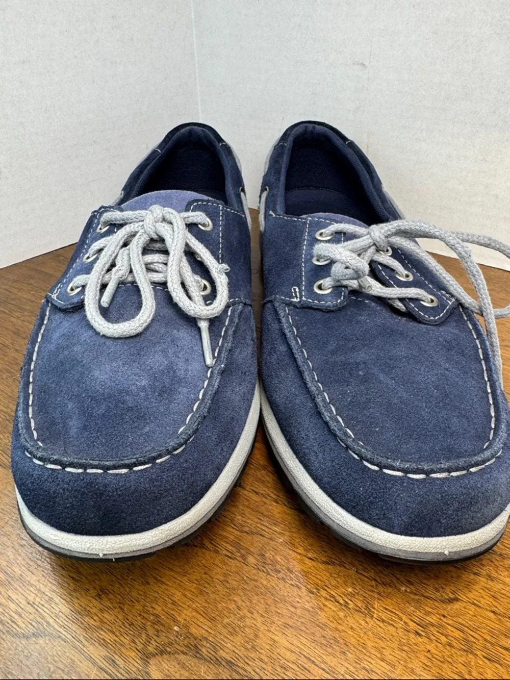 Columbia Mens Navy Suede Boat Deck Shoes Loafers, Gray Laces, sz 13